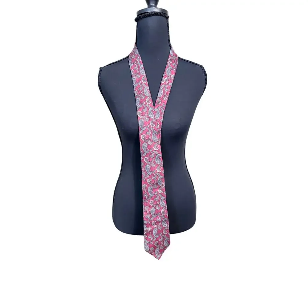 Christian Dior red paisley neck tie 100% silk quiet luxury USA made gentlemen